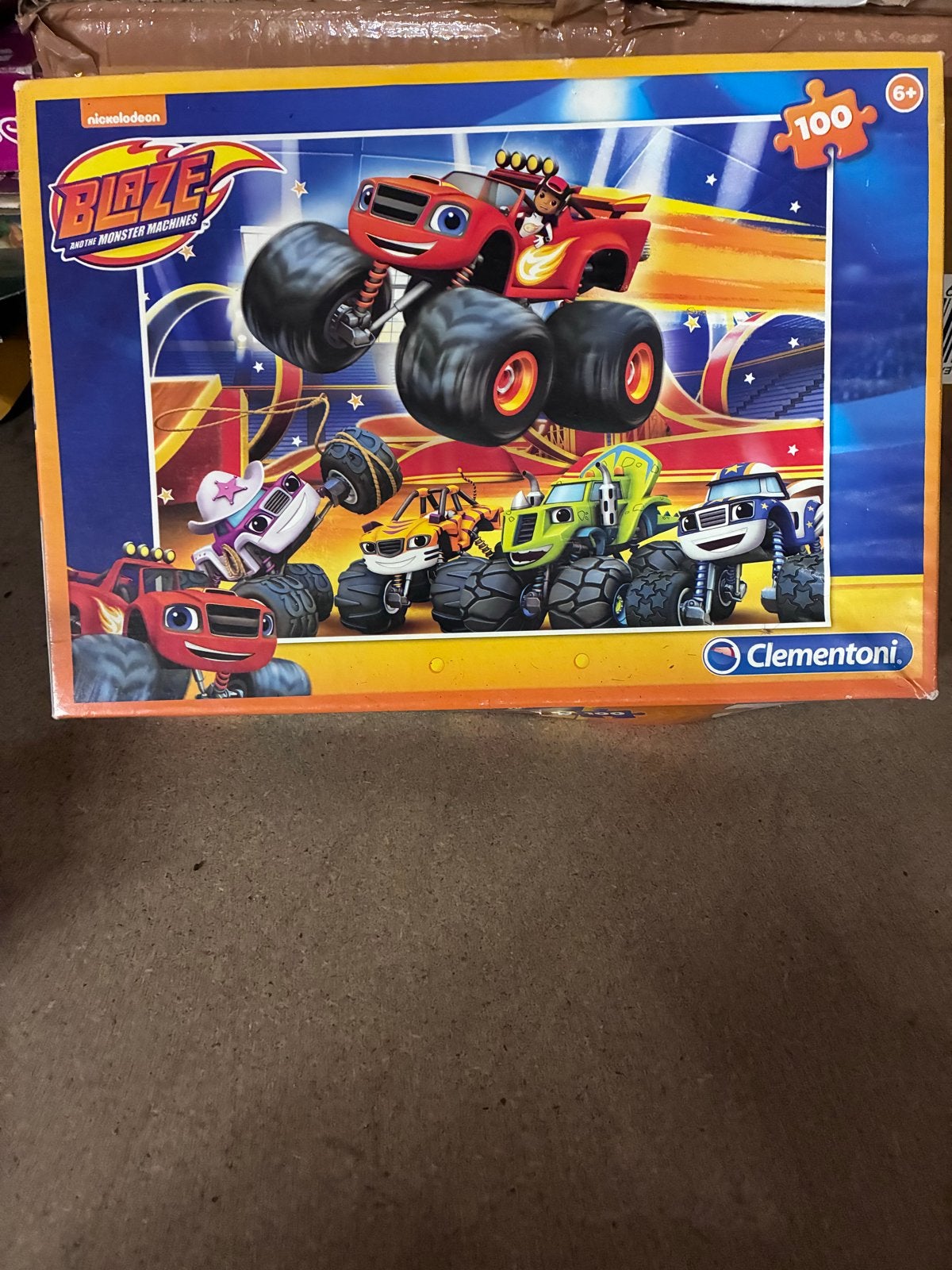 Blaze en de Monsterwielen Puzzel 100 stukjes Clementoni, Ophalen of Verzenden, Meer dan 50 stukjes, Zo goed als nieuw, 6 jaar of ouder