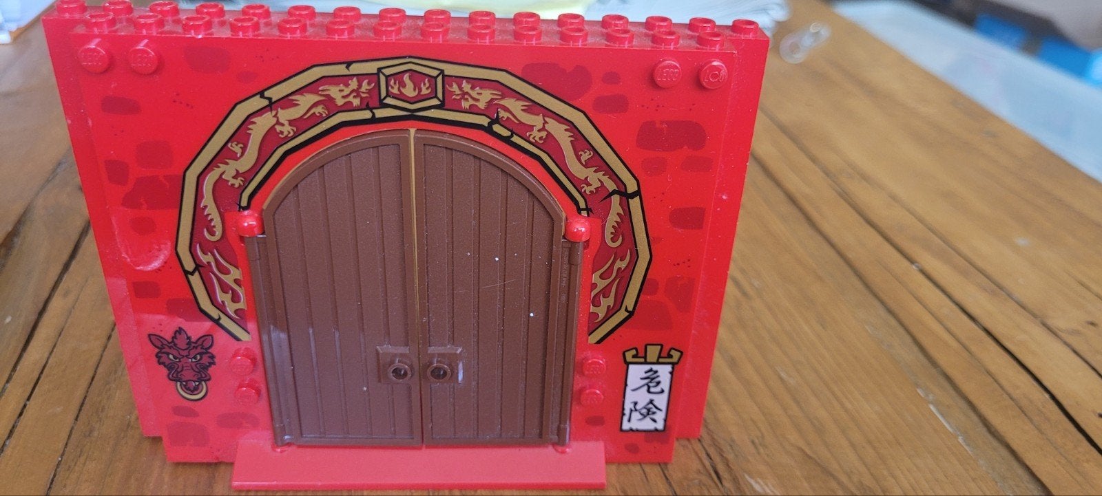 Lego Ninjago rode muur met poort en draken, Gebruikt, Lego, Ophalen of Verzenden, Losse stenen