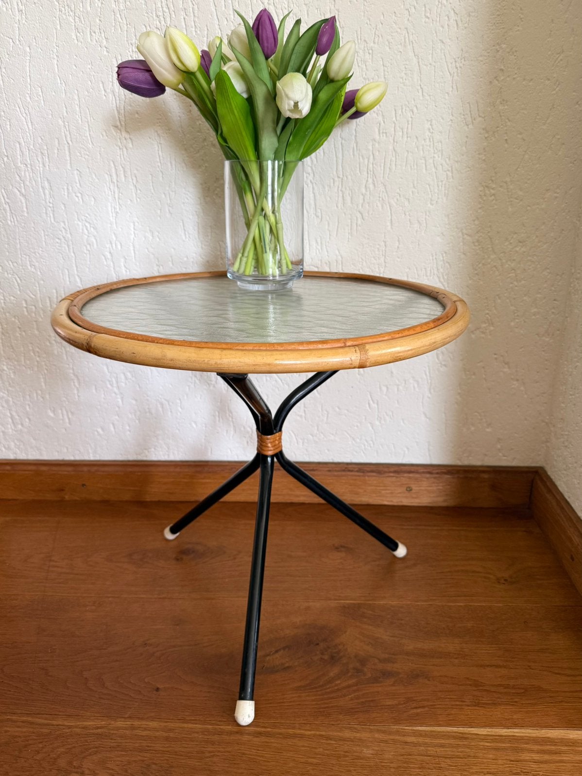 Vintage Rohé Noordwolde, jaren'60 tafel bijzettafel, Ophalen, Minder dan 45 cm, Minder dan 55 cm, Rond
