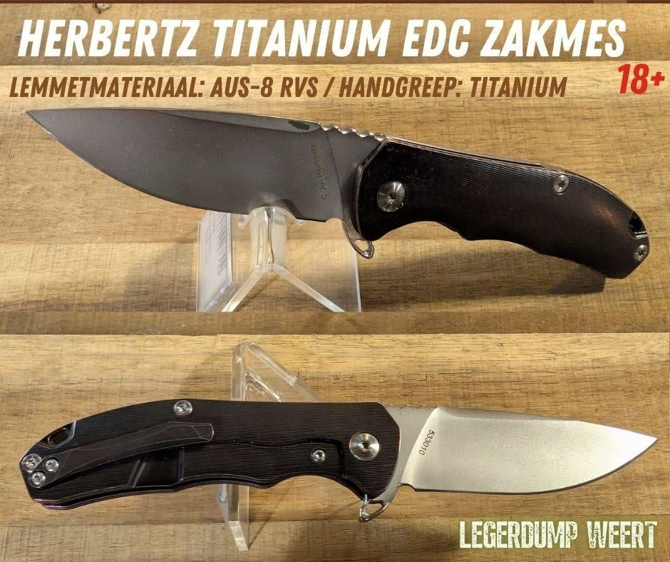 Herbertz Titanium EDC Zakmes – Brons – AUS-8 Staal, Ophalen of Verzenden, Nieuw