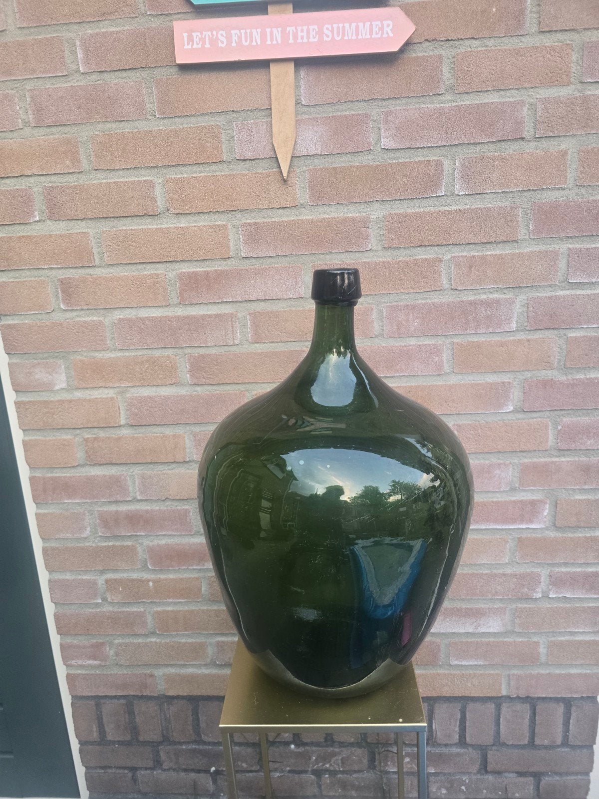 Grote groene vintage glazen gistfles - Decoratieve vaas, Antiek en Kunst, Ophalen