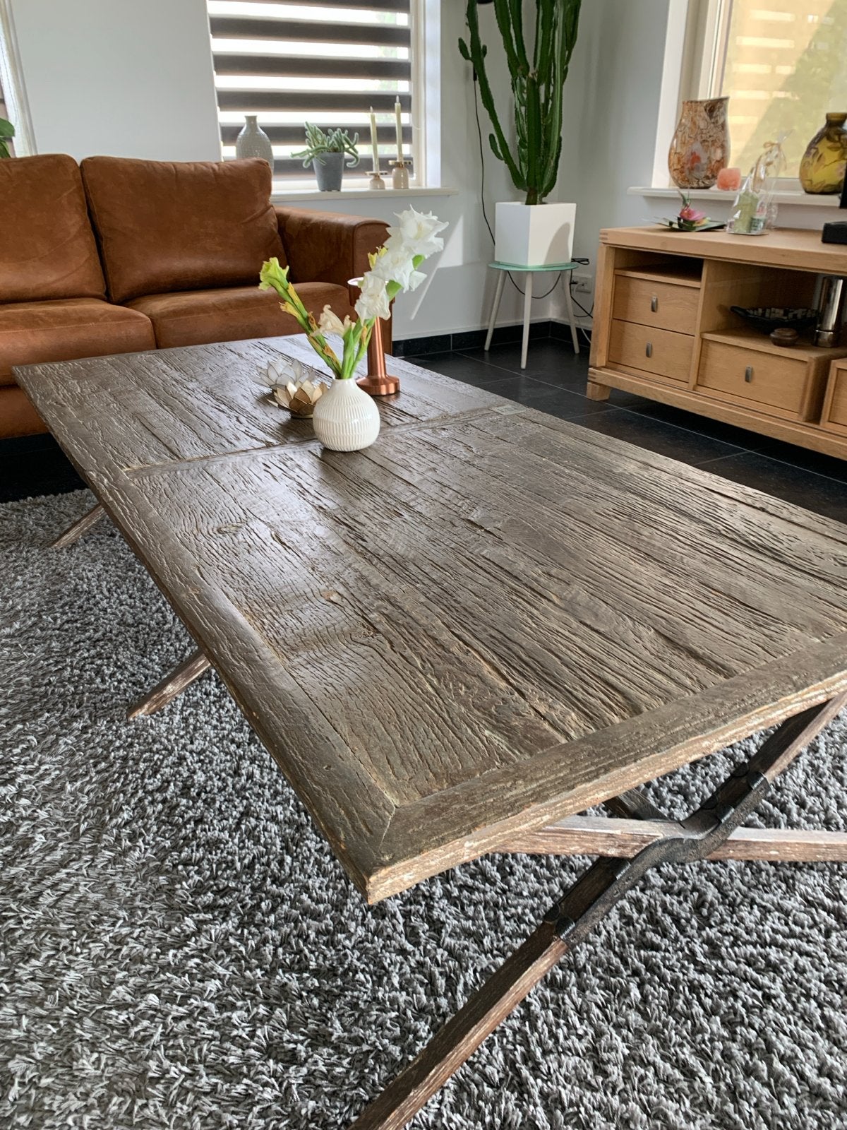 Riviera Maison Salontafel - Hout en Metaal, Ophalen, Gebruikt, 50 tot 100 cm, 150 tot 200 cm