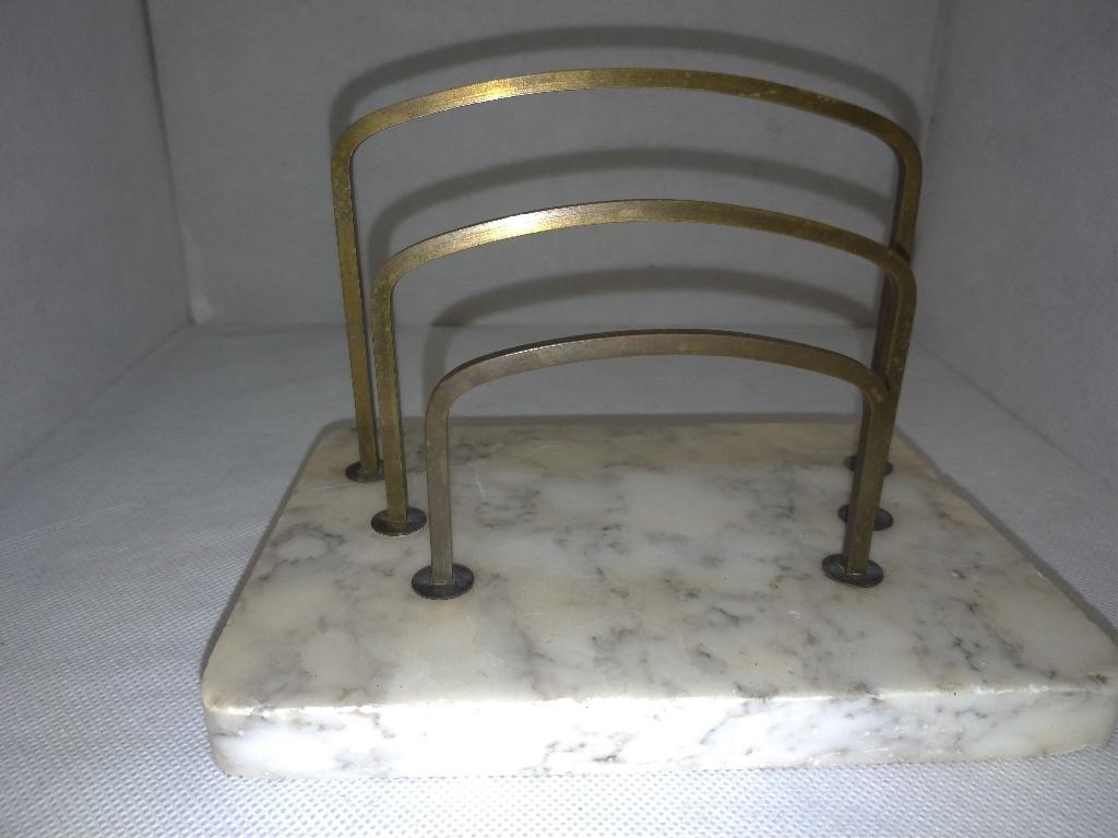 Vintage brievenstandaard van marmer en koper, Ophalen of Verzenden