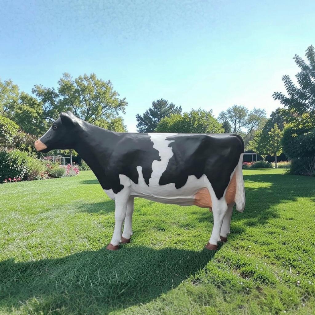 Polyester koe, Holstein Friesian koe beeld, koeien, runderen, Tuin en Terras, Tuinbeelden, Ophalen, Nieuw, Kunststof, Dierenbeeld