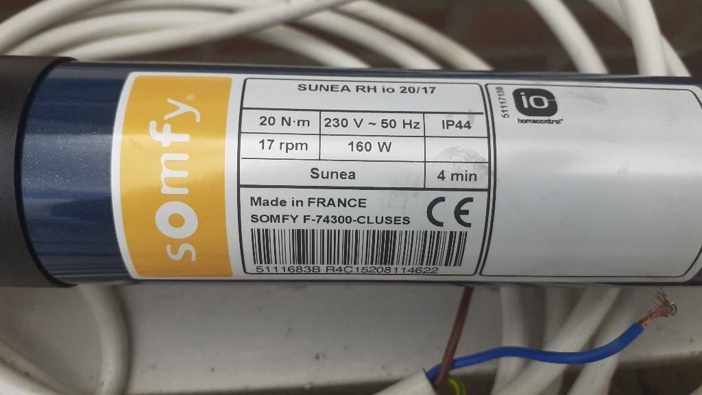 Buismmoter merk SUNEA RH io 20/17 160 W., Doe-het-zelf en Verbouw, Rolluiken, Ophalen, Gebruikt, Overige kleuren, Minder dan 100 cm