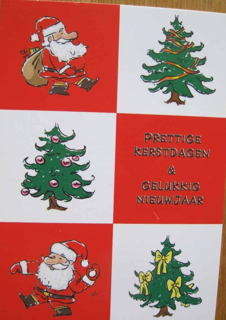Prettige Kerstdagen - kerstmannen en bomen, Verzenden, 1980 tot heden, Gelopen, Overige thema's