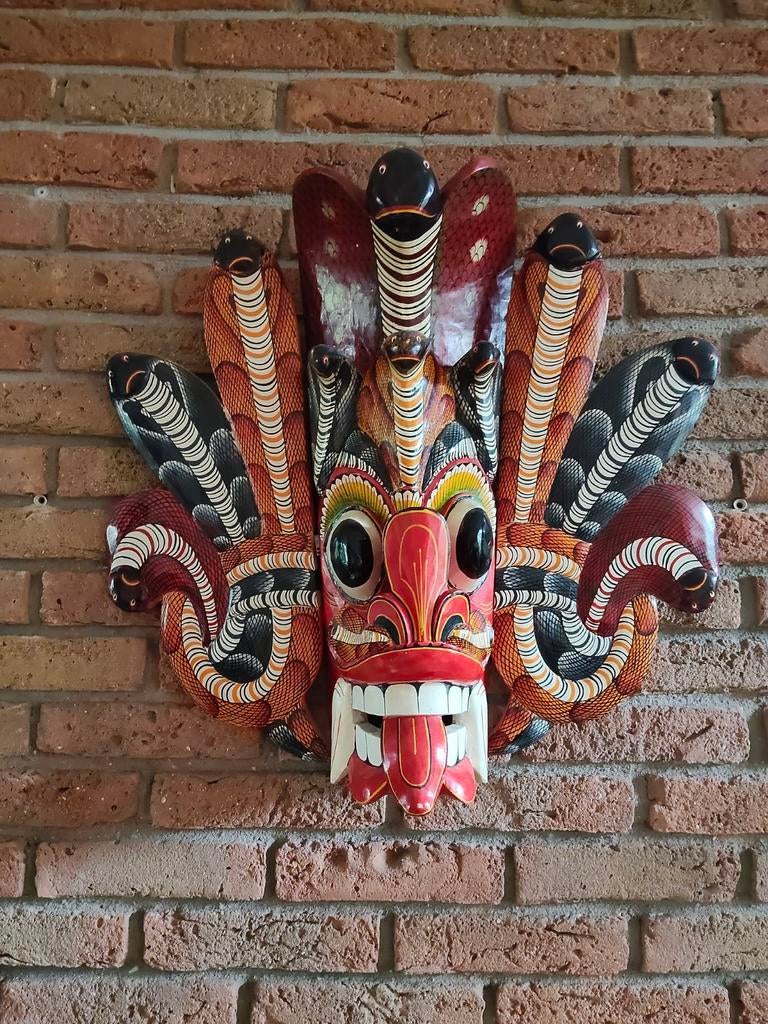 Naga Raksha Masker Handgesneden Sri Lankaanse Wanddecorati, Antiek en Kunst, Kunst | Niet-Westerse kunst, Ophalen of Verzenden