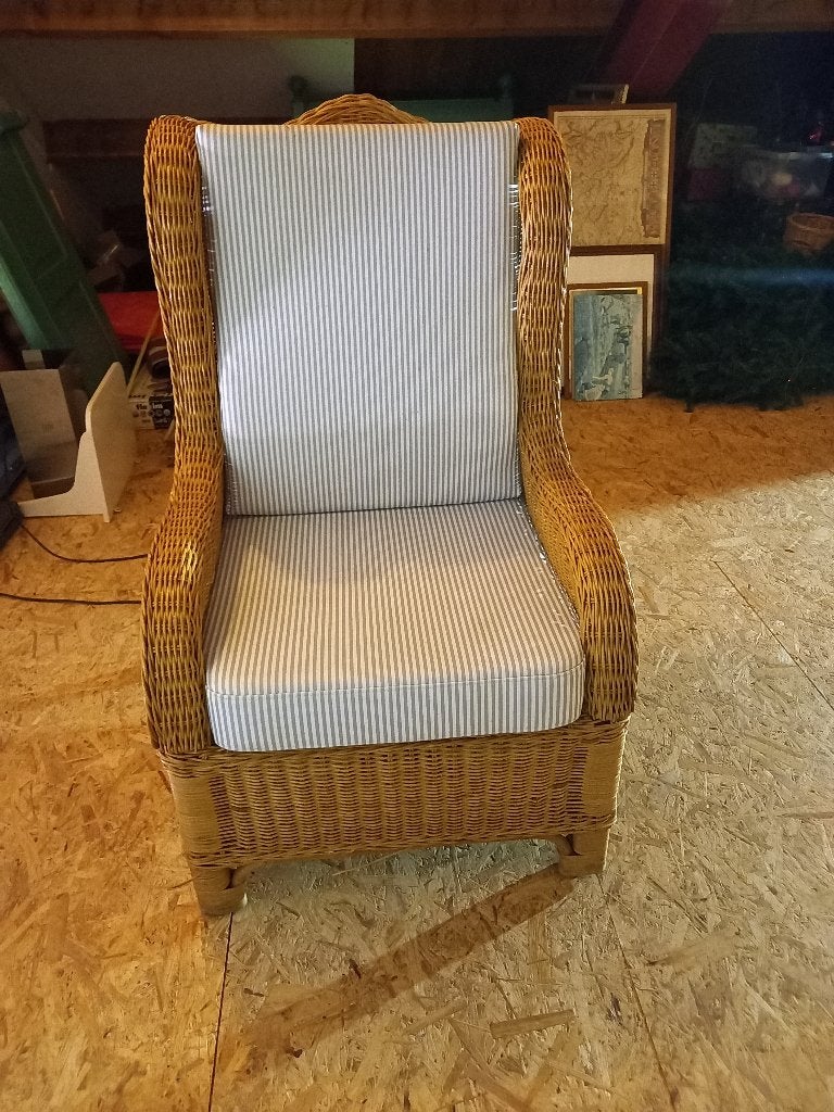 Fautieul / Stoel rotan, Huis en Inrichting, Fauteuils, Ophalen, Gebruikt, Minder dan 75 cm, Riet of Rotan