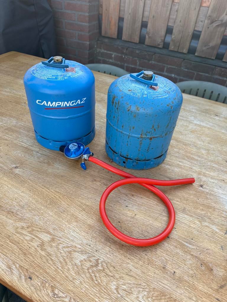 Campingaz gasflessen met drukregelaar en slang, Ophalen, Gebruikt