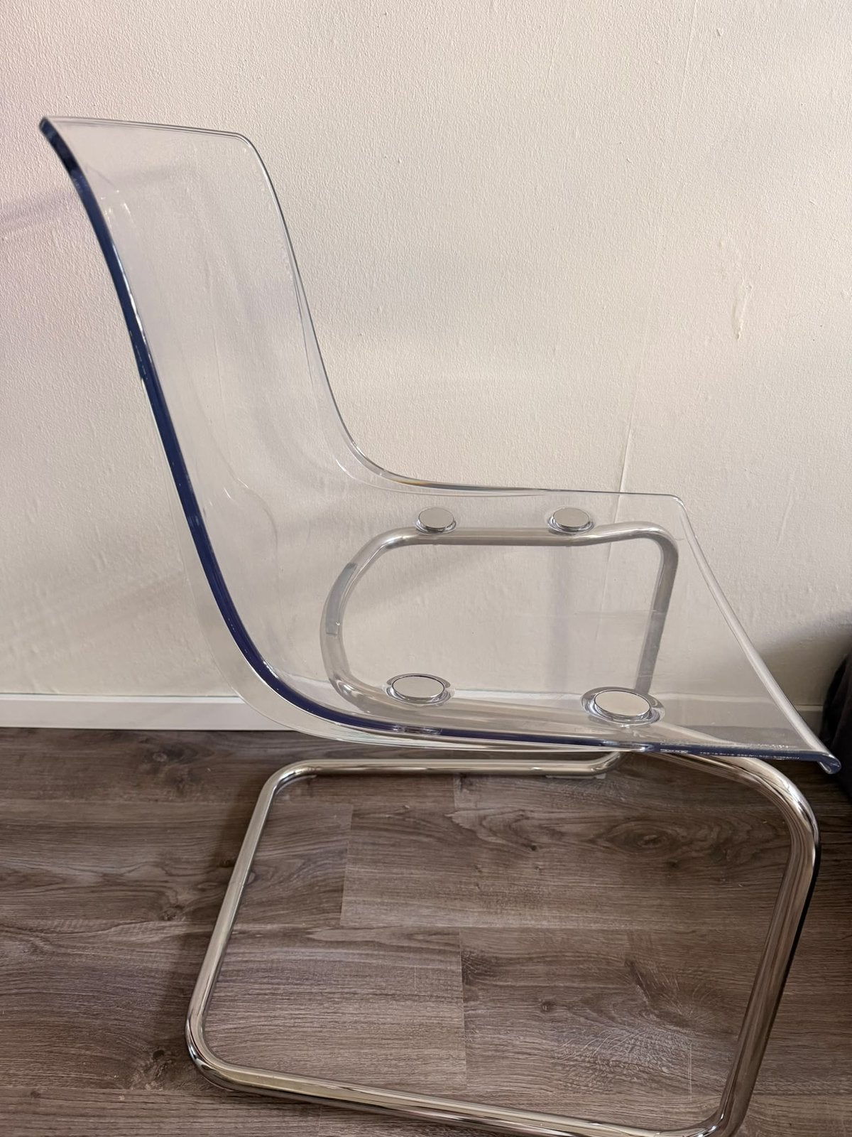 Transparante doorzichtige Tobias bureaustoel eetstoel IKEA, Ophalen of Verzenden, Gebruikt, Overige kleuren