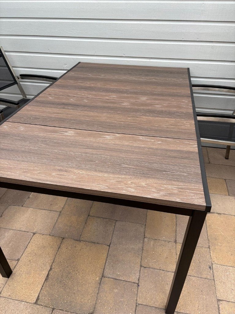 Tuintafel Keter kunststof blad en aluminium poten (160x90), Ophalen, Nieuw, Rechthoekig, Kunststof