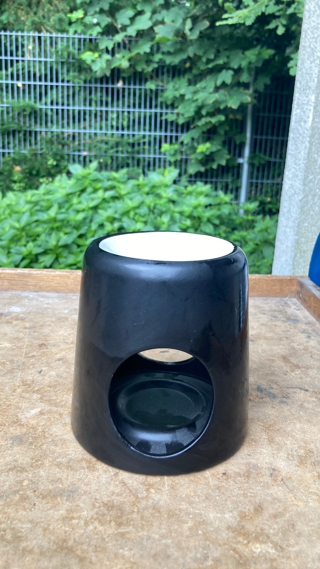 Zwarte keramische waxbrander/oliebrander, Ophalen of Verzenden, Modern, Steen/keramiek, Gebruikt