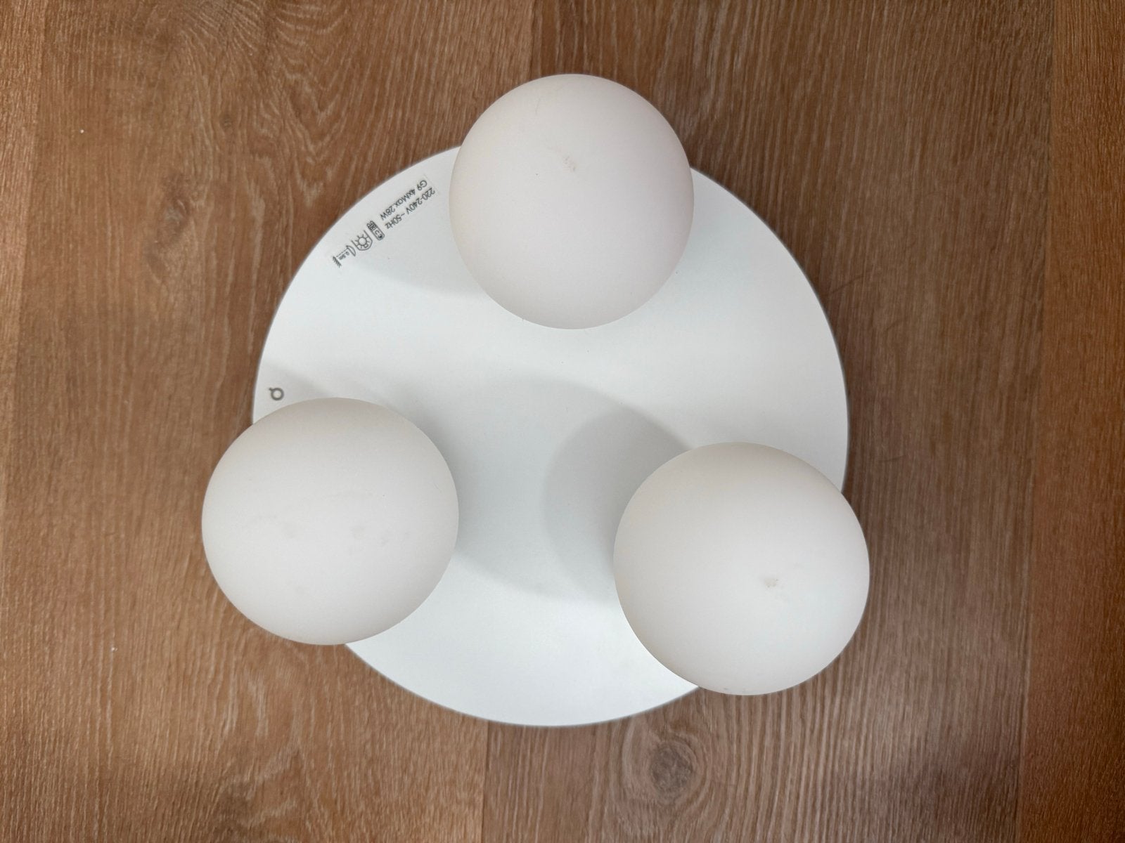 Witte plafondlamp met 3 bollen, Ophalen, Wit, Gebruikt, Plafondlamp