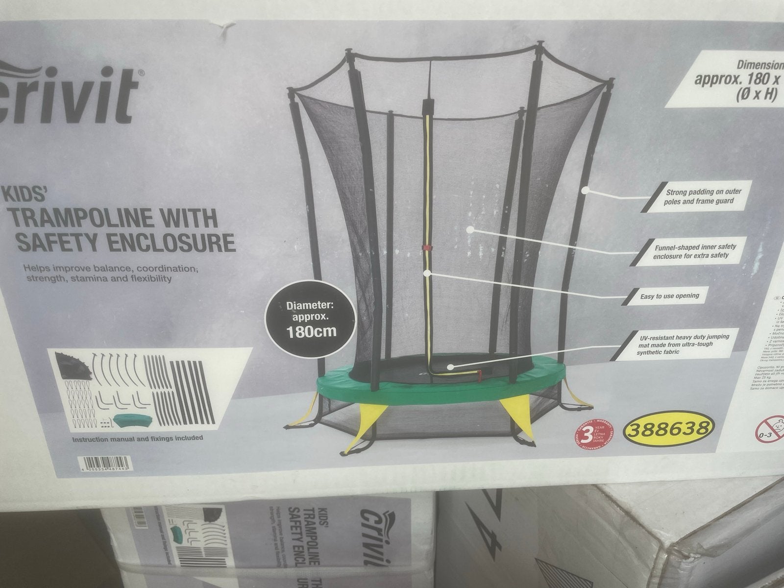 Laatse Crivit Kindertrampoline met Veiligheidsnet - Ø 180cm, Kinderen en Baby's, Speelgoed | Buiten | Trampolines, Ophalen of Verzenden