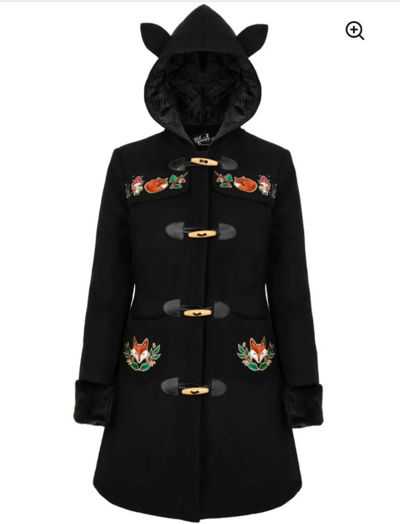 Nieuwstaat retro jas Hell Bunny M, Kleding | Dames, Jassen | Winter, Maat 38/40 (M), Zwart, Ophalen of Verzenden, Zo goed als nieuw