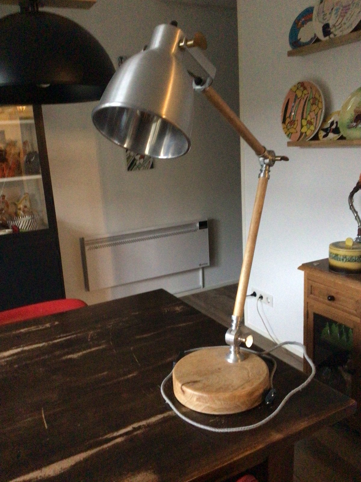 Bureaulamp tafellamp madame stoltz hout metaal verstelbaar, Bureaulamp, Verstelbaar, Wit, Ophalen of Verzenden