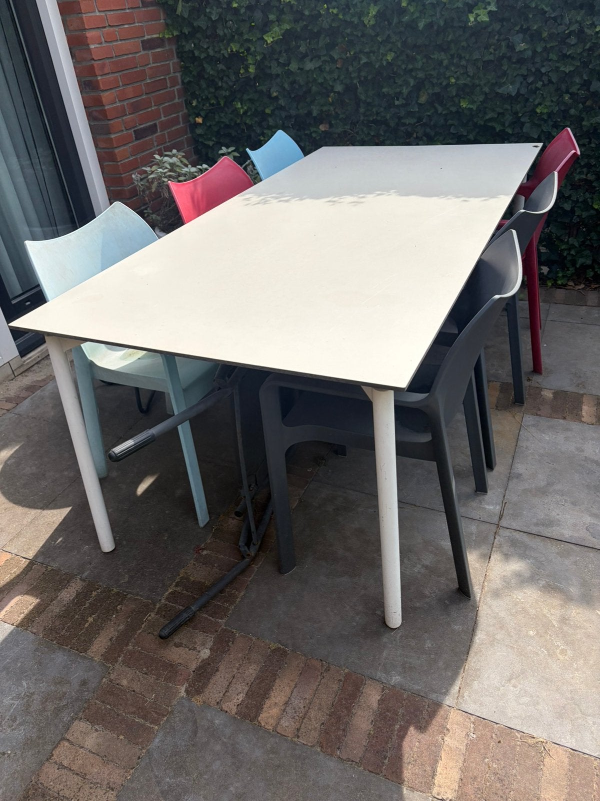 Tafel en 6 stoelen merk Diva, Tuin en Terras, Tuintafels, Ophalen, Gebruikt, Rechthoekig, Kunststof