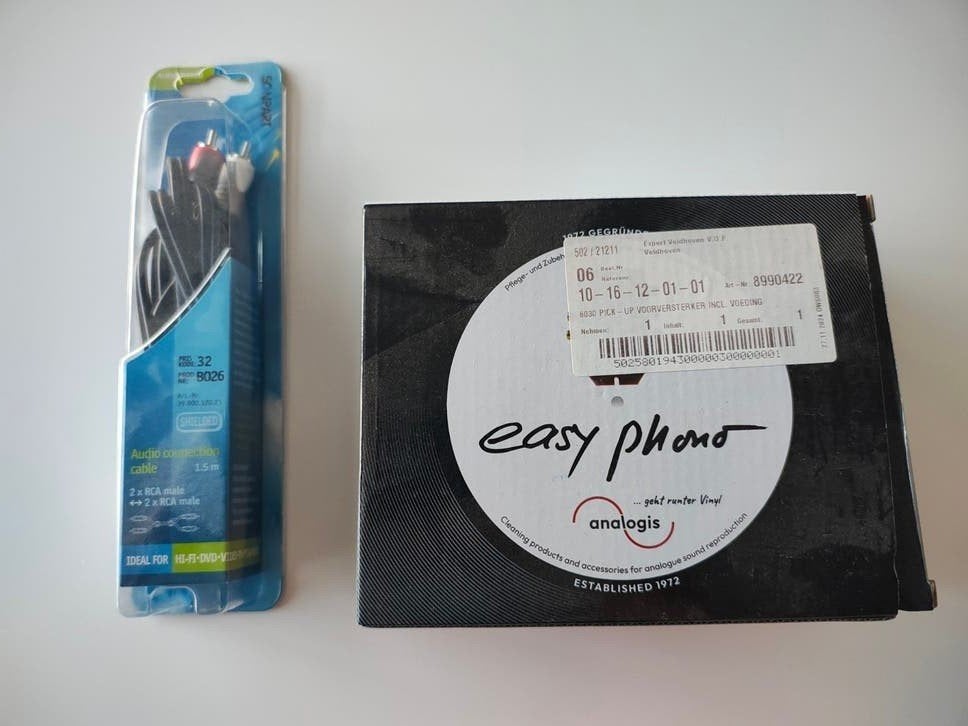 Easy Phono AnalogiS Phono Voorversterker met RCA kabel, Ophalen of Verzenden, Zo goed als nieuw, Minder dan 2 meter, Interlink-kabel