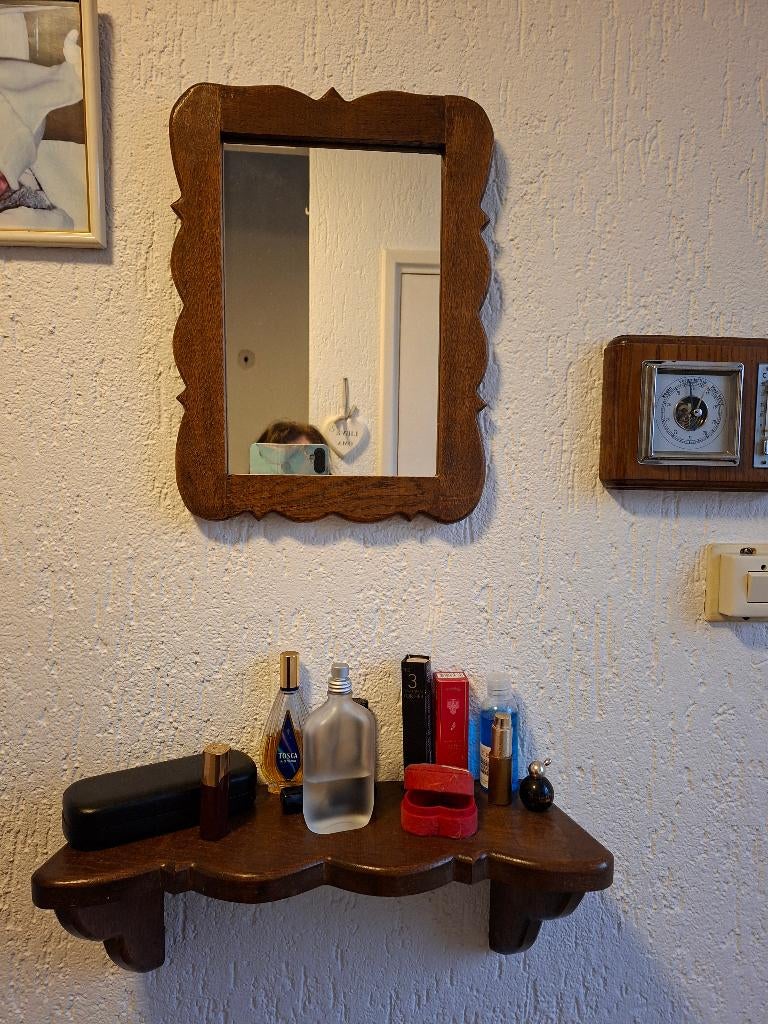 Kapspiegel met bijpassend plateautje voor in de hal, Huis en Inrichting, Woonaccessoires | Spiegels, Ophalen, Minder dan 50 cm