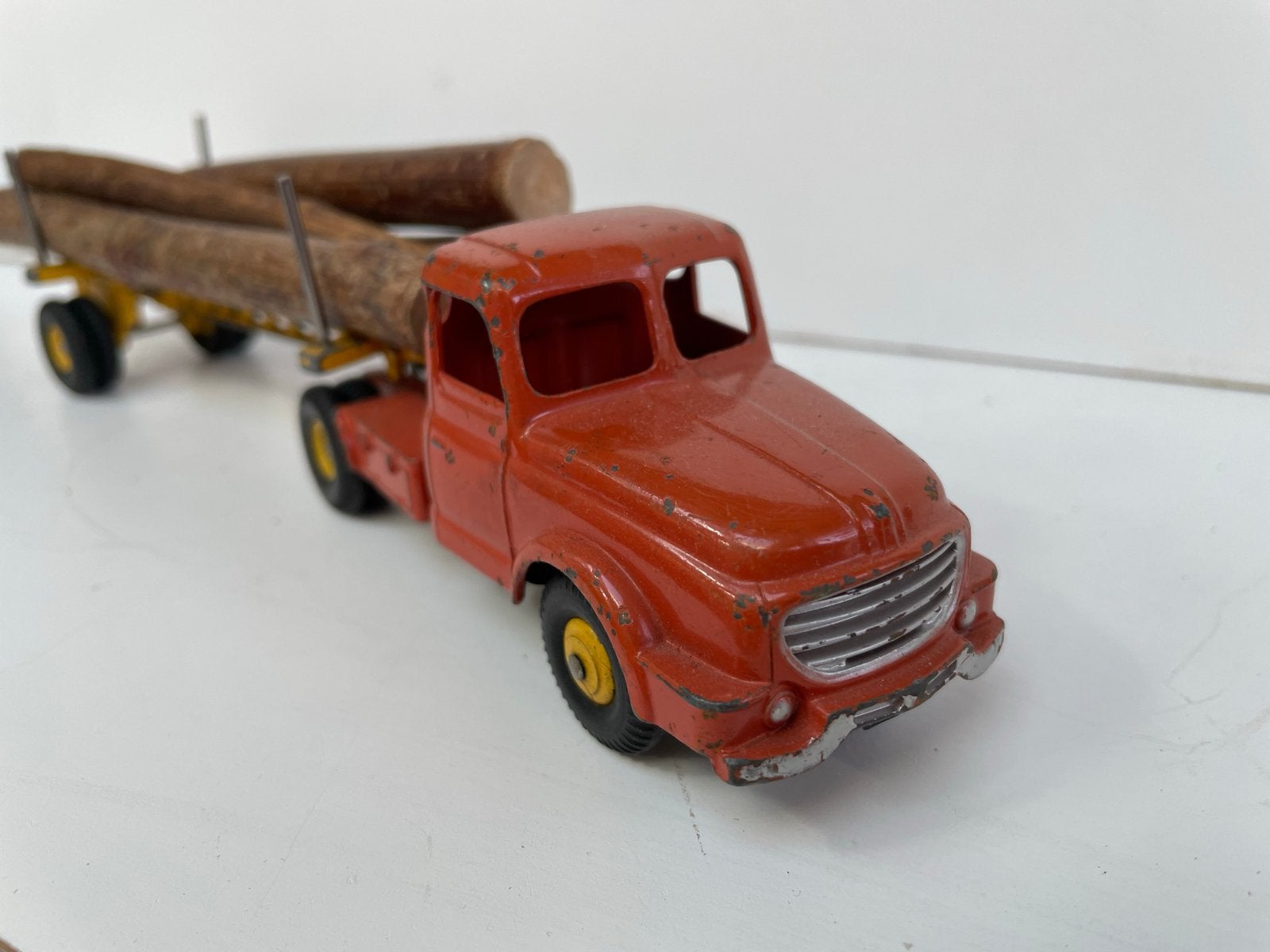 Vintage Dinky Supertoys Houttransportwagen met aanhanger, Ophalen of Verzenden