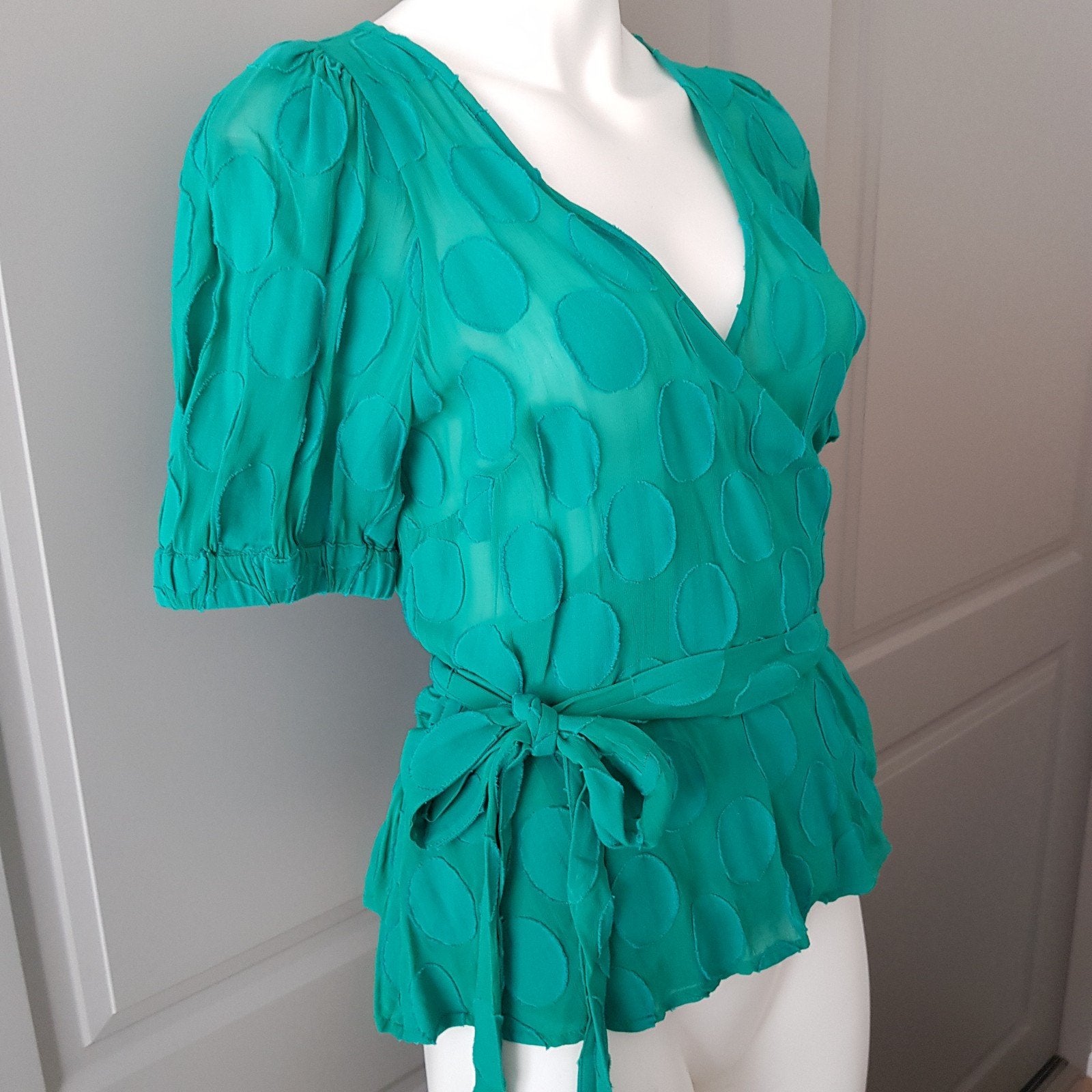 nieuwe blouse S 36 wikkelblouse viscose katoen petrol groen, Cecilie Copenhagen, Nieuw, Ophalen of Verzenden, Maat 36 (S)
