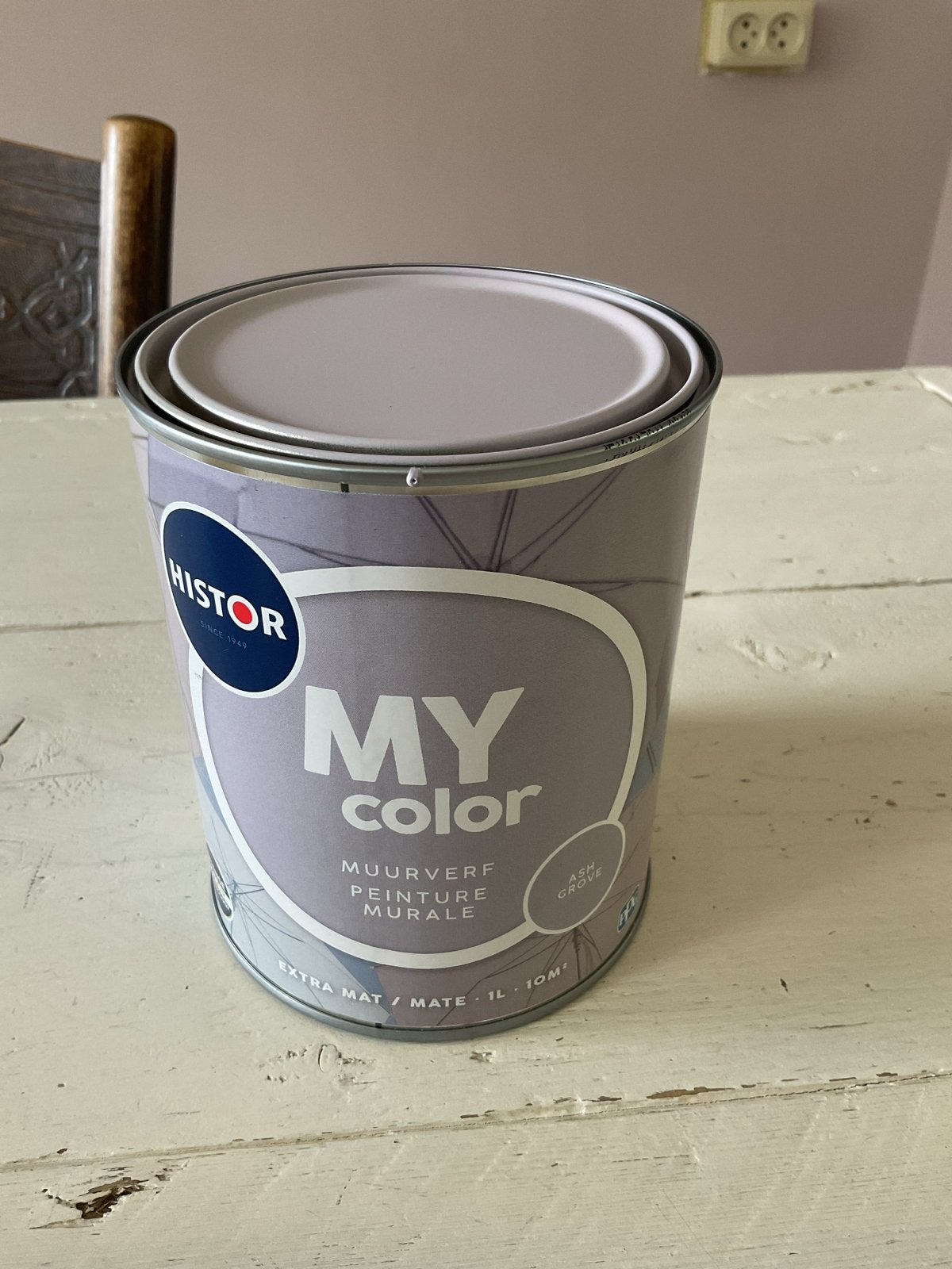 Histor Muurverf Ash Grove 1 Liter - Extra Mat, Nieuw, Ophalen of Verzenden, Verf, Grijs