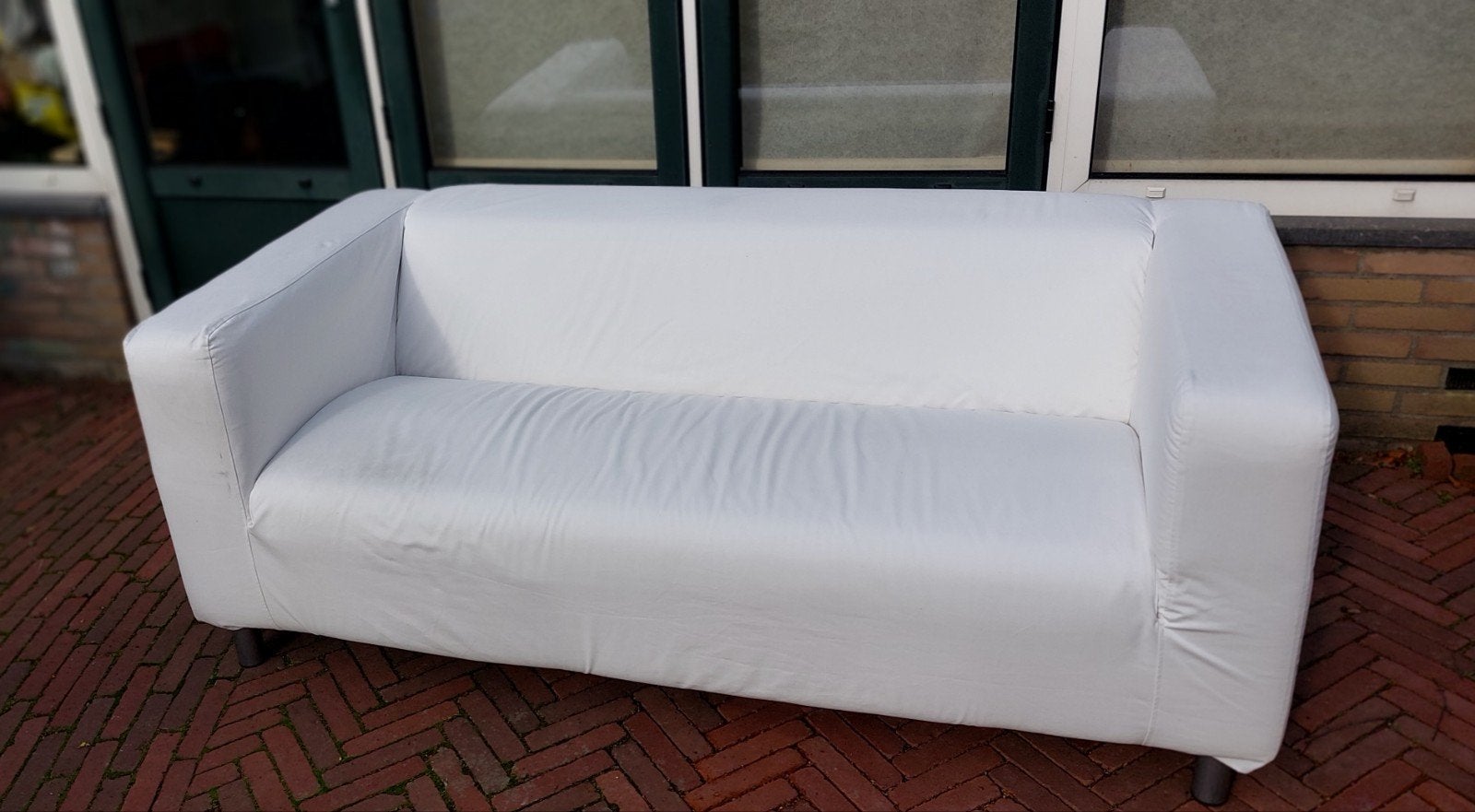 Ikea Klippan, tweezits bank met witte hoes, Ophalen, Gebruikt, 150 tot 200 cm, Tweepersoons