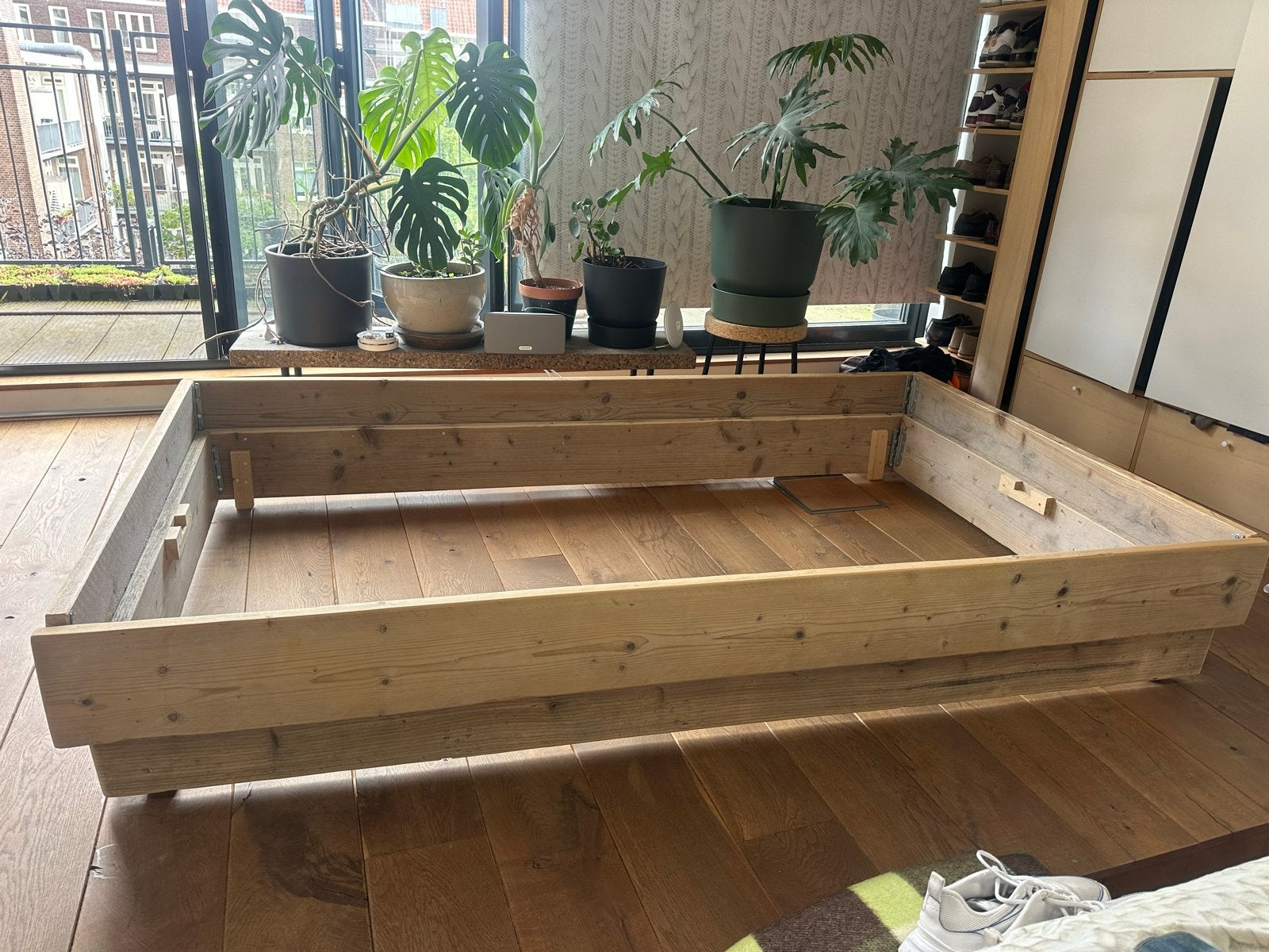 Steigerhouten bedombouw 120x210, Huis en Inrichting, Slaapkamer | Bedden, Gebruikt, Bruin, 210 cm, Steigerhout