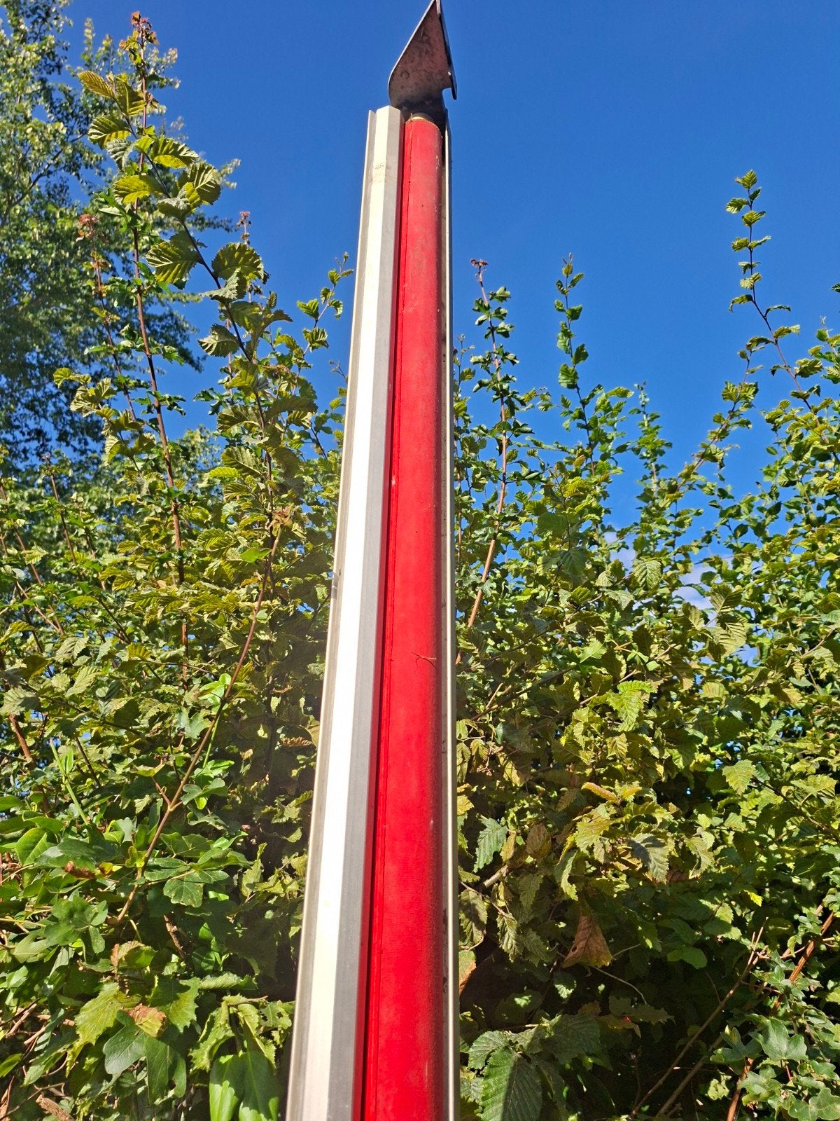 Zonnewering 2.70m Gebruikt uitvalscherm - rood/wit gestreept, Ophalen, Gebruikt, 150 tot 300 cm, 250 cm tot 450 cm