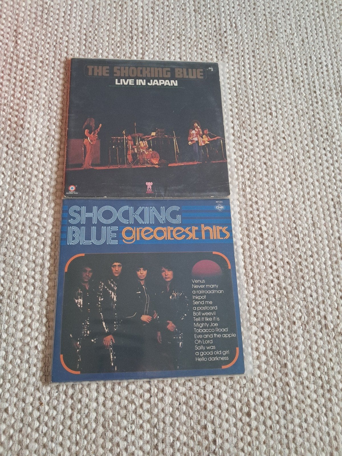 Shocking Blue - Greatest Hits & Live in Japan LP's, setprijs, Cd's en Dvd's, Vinyl | Rock, Gebruikt, Ophalen of Verzenden, Complilatie