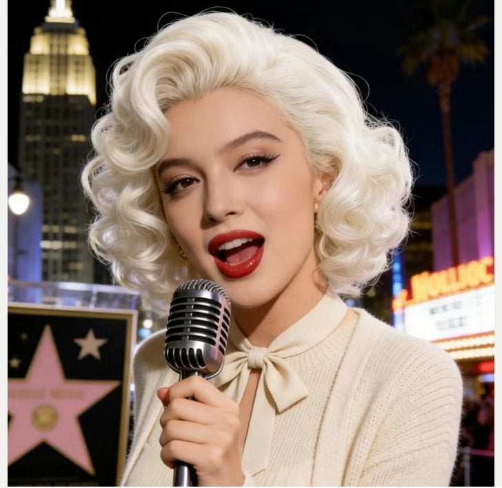 Marilyn Monroe cosplay pruik blond synthetisch, Ophalen of Verzenden, Nieuw