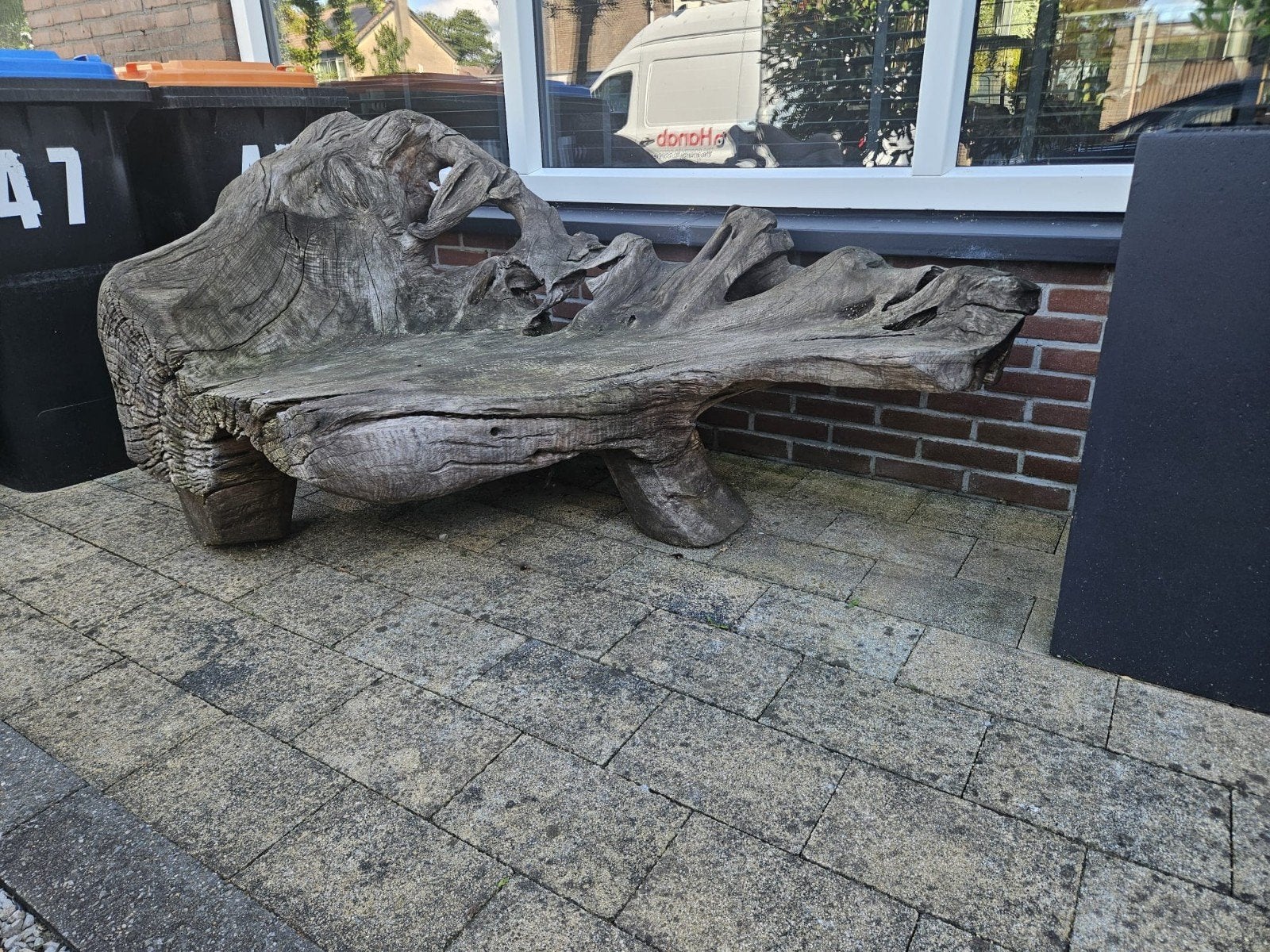 Unieke Teak Houten Wortelbank, Tuin en Terras, Tuinbanken, Ophalen of Verzenden, Gebruikt, Teakhout