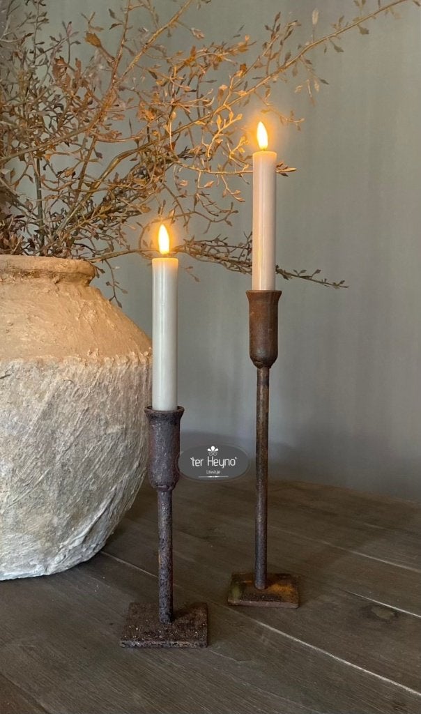 Led kaars dinerkaars 15cm Sand batterij wax stoer sober
