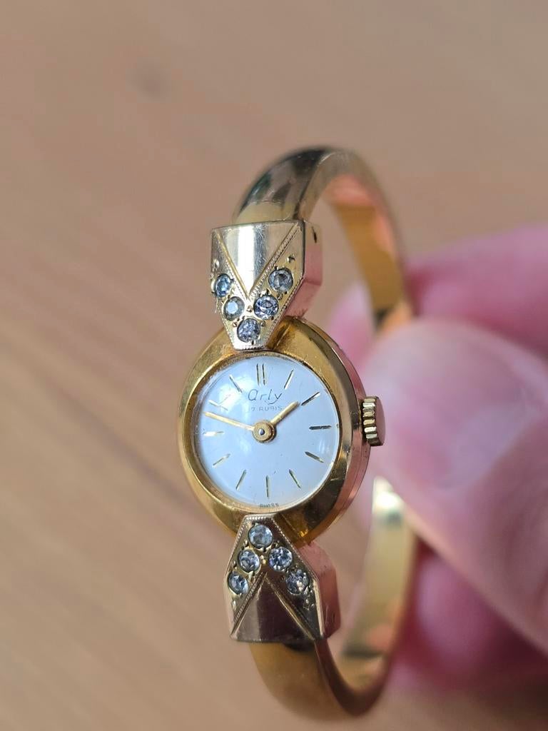 vintage Arly dameshorloge met een 17-rubis uurwerk €59, Ophalen of Verzenden, Zo goed als nieuw, Polshorloge