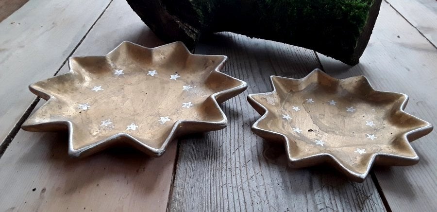Schaaltjes met sterretjes - sterren - goud, zilver kleur, Ophalen of Verzenden, Gebruikt