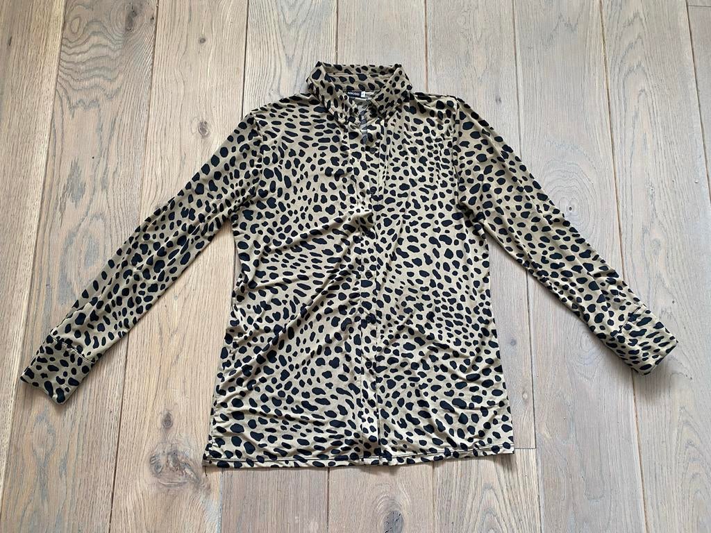 Iz Naiz Maudd Travelstof Blouse Luipaardprint, Kleding | Dames, Blouses en Tunieken, Ophalen of Verzenden, Zo goed als nieuw, Maat 38/40 (M)