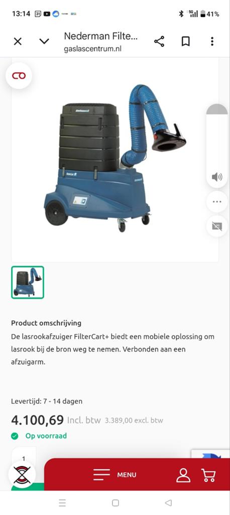 Lasrookafzuiger FilterCart+ mobiele afzuiging, Ophalen, Gebruikt, Overige typen