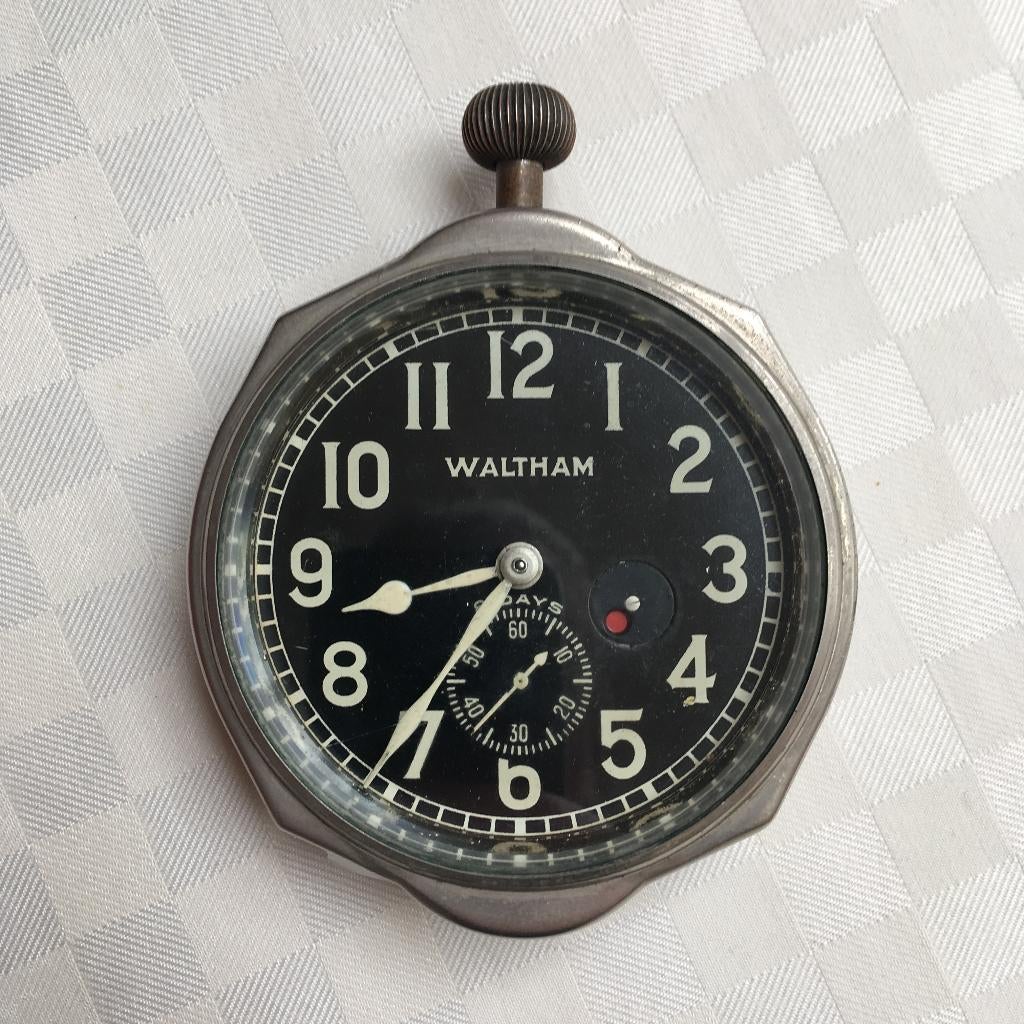 Vintage Waltham klok uit Amerikaanse bommenwerper (WW II), Antiek en Kunst, Antiek | Klokken, Ophalen of Verzenden