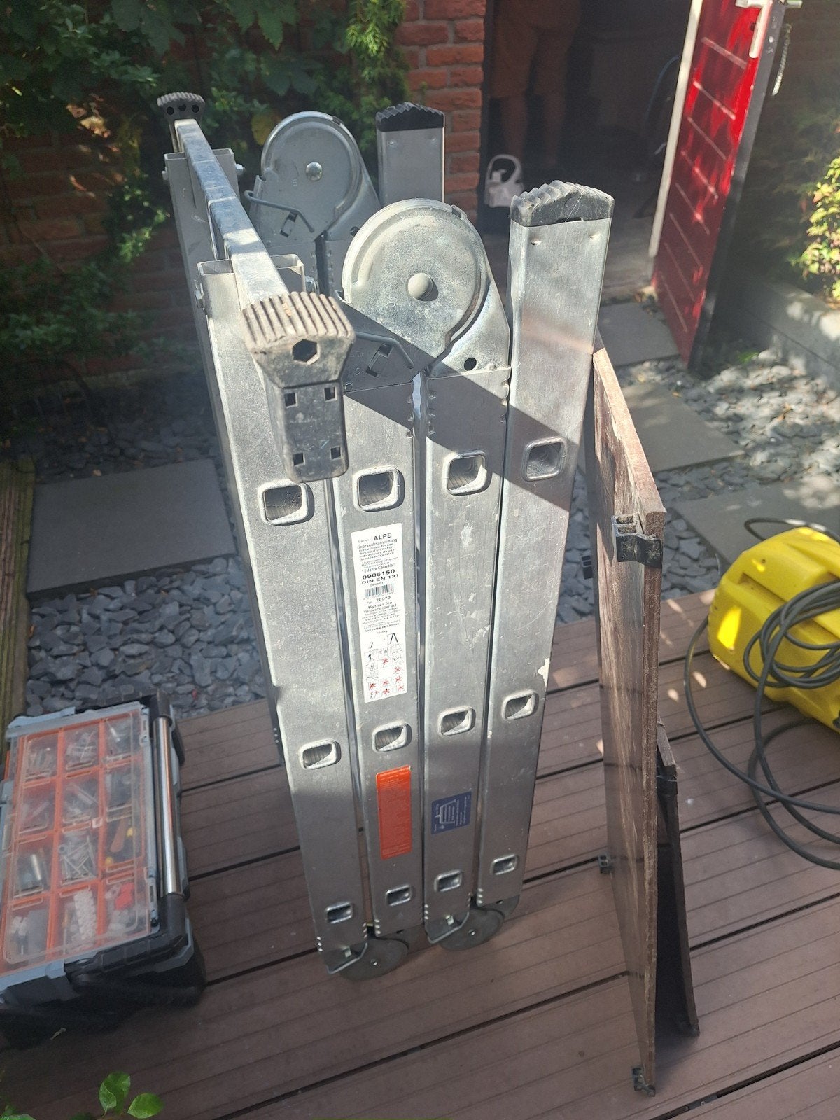 Alpe Hymer aluminium multifunctionele Ladder, Ophalen, Gebruikt, 4 meter of meer