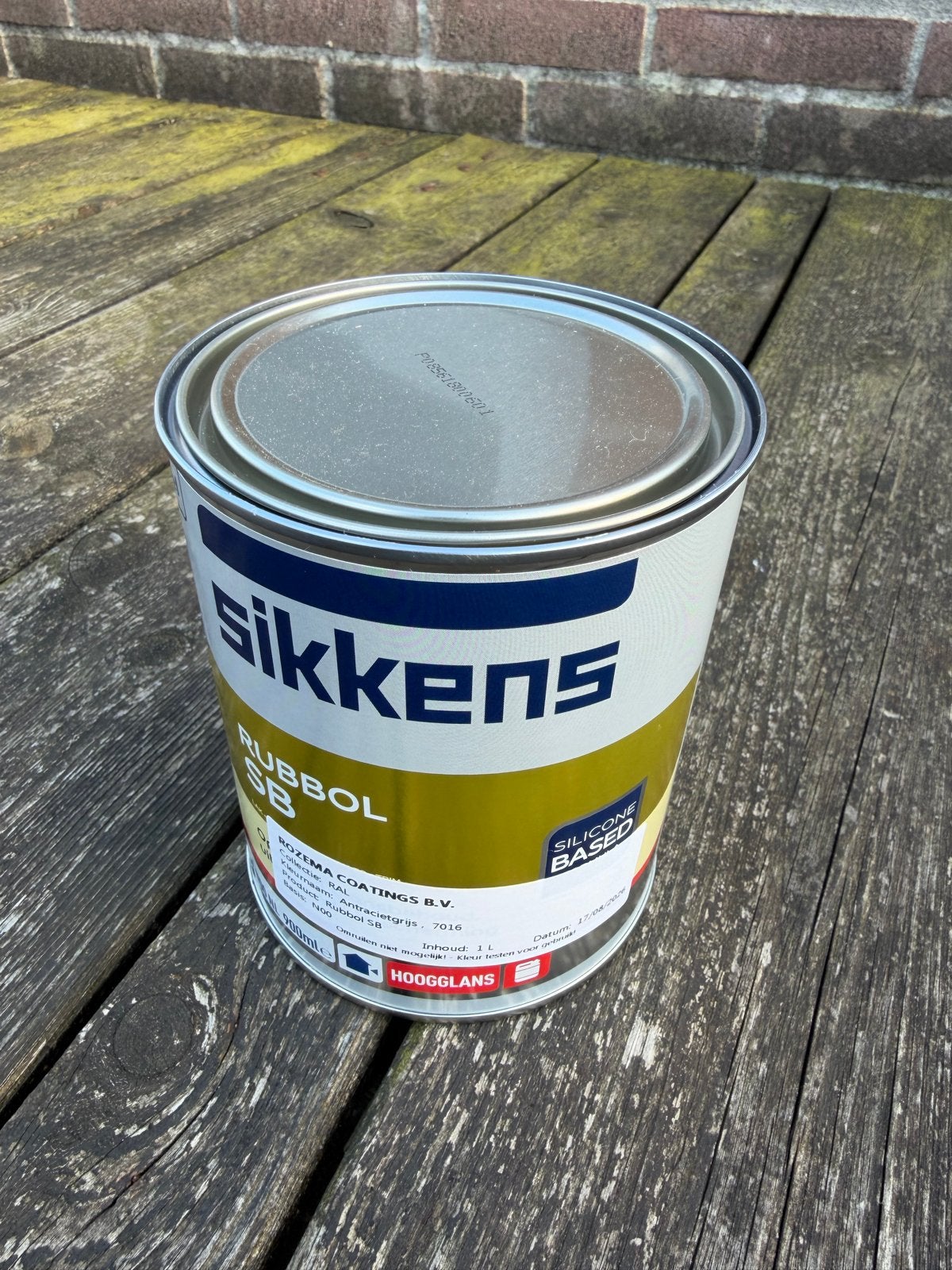 Sikkens Rubbol SB Hoogglans Lak Antracietgrijs 1L, Nieuw, Ophalen of Verzenden, Lak, Grijs