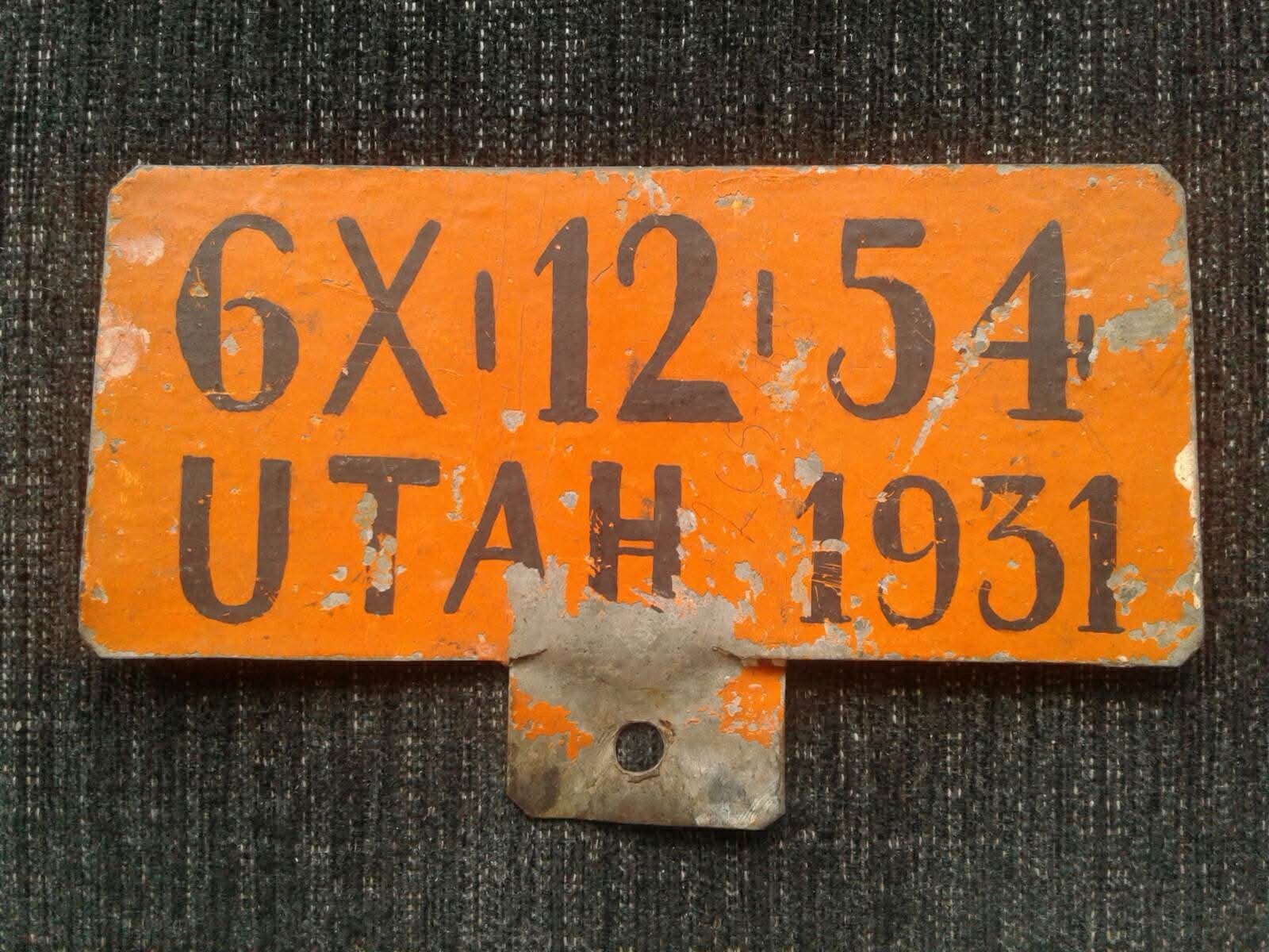 Amerika Utah 2-sided kentekenplaat motor 1931/32, Ophalen of Verzenden, Gebruikt, Auto's