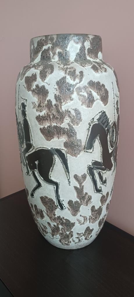 Vintage West Germany Keramiek Vaas met Ruiterdecor 553-52, Ophalen