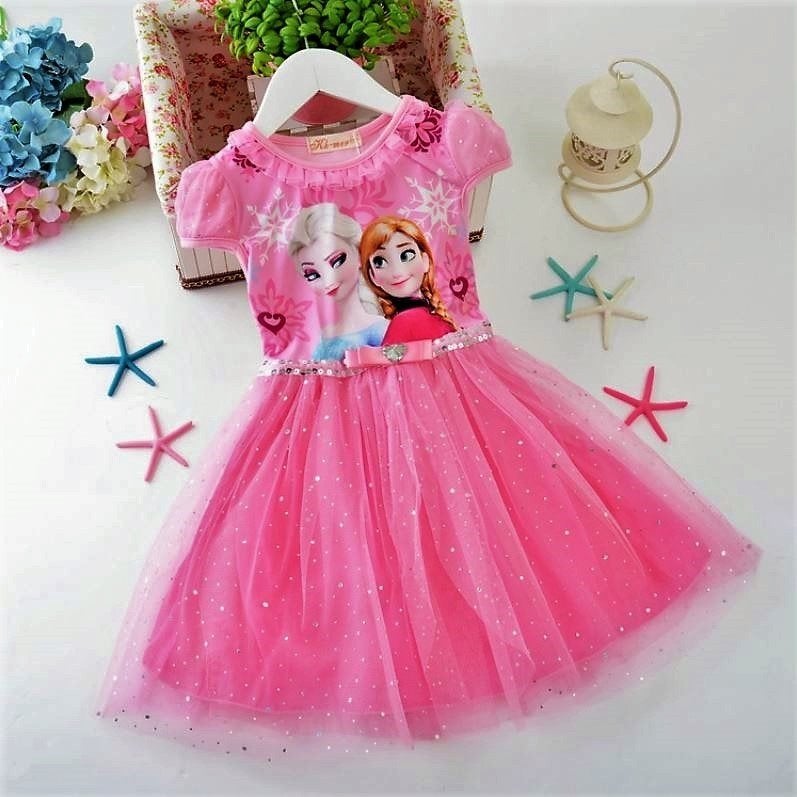 Nieuw ! Mt. 92-98 Elastische Roze Elsa & Anna Prinsessenjurk, Kinderen en Baby's, Ophalen of Verzenden, Nieuw, 104 of kleiner
