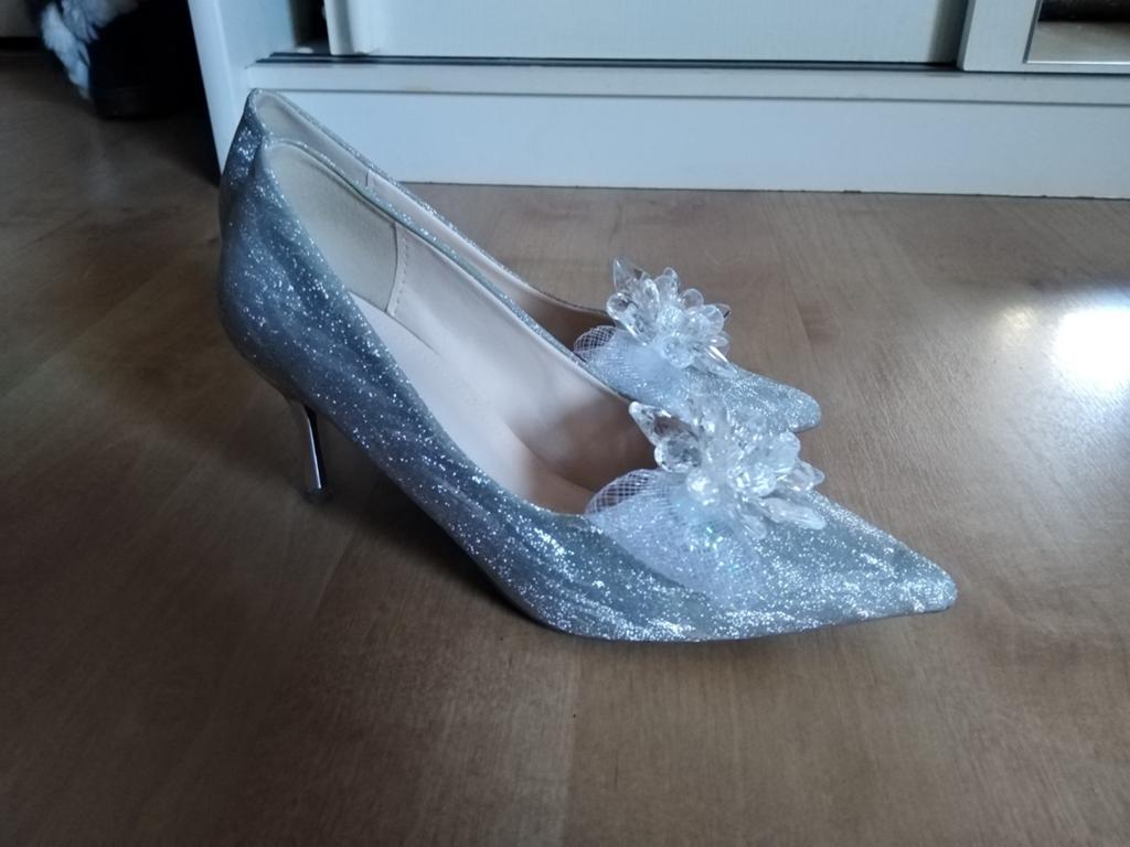 Zilverkleurige pumps met glitter, Pumps, Overige kleuren, Nieuw, Ophalen of Verzenden