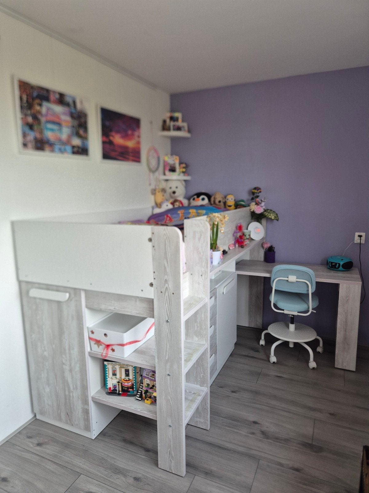 Trasman Yolo Halfhoogslaper met Bureau en Opbergruimte, Ophalen, 90 cm, Eenpersoons, Minder dan 160 cm