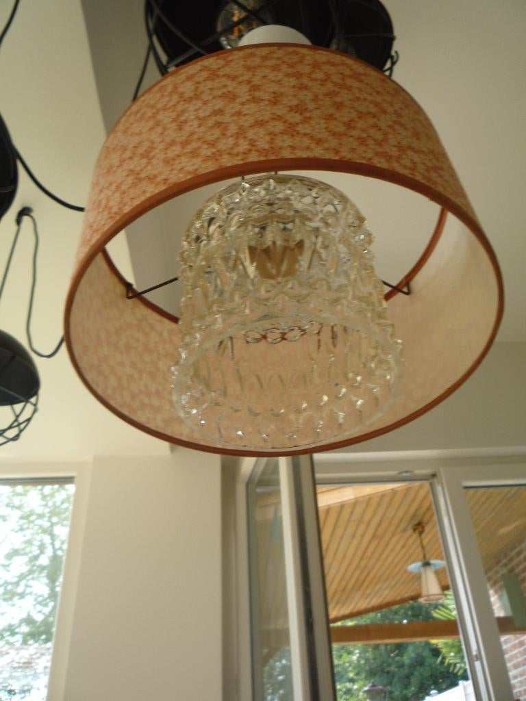 Brocante retro Franse hanglamp, Ophalen of Verzenden, Huis en Inrichting