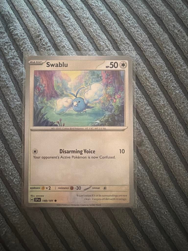 Pokémon Kaart Swablu SSP EN 148/191 - Zo goed als nieuw, Ophalen of Verzenden, Zo goed als nieuw, Losse kaart