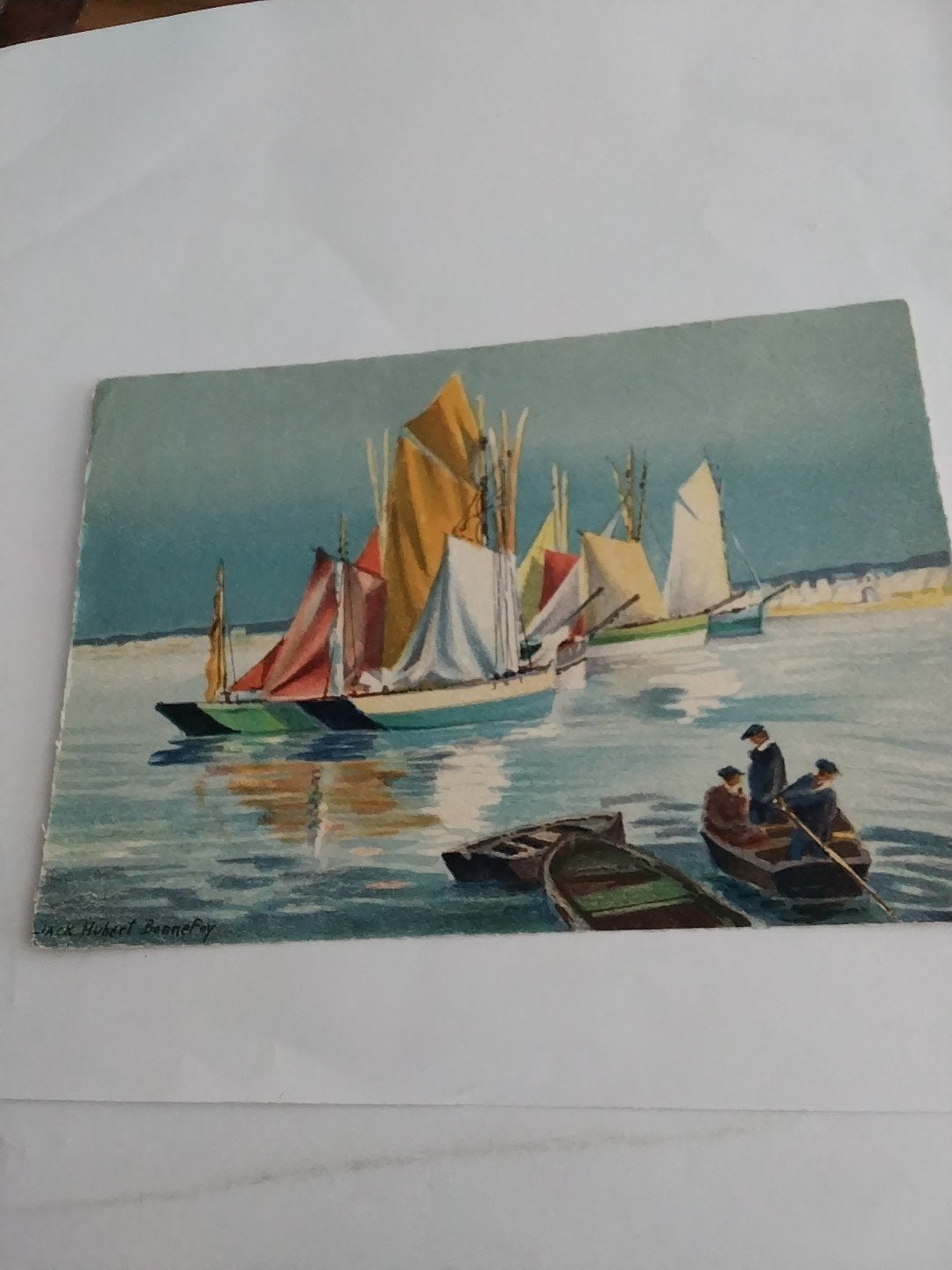 Vintage Ansichtkaart Zeilboten en Roeiboten (1950), Ophalen of Verzenden, 1940 tot 1960, Gelopen