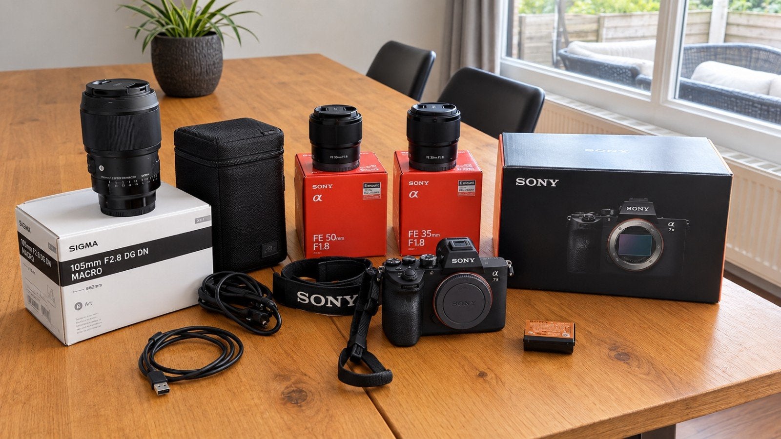 Sony A7 IV systeemcamera + 3 lenzen + accessoires – complete, Ophalen, Beeldstabilisatie, Draagriem, Zo goed als nieuw