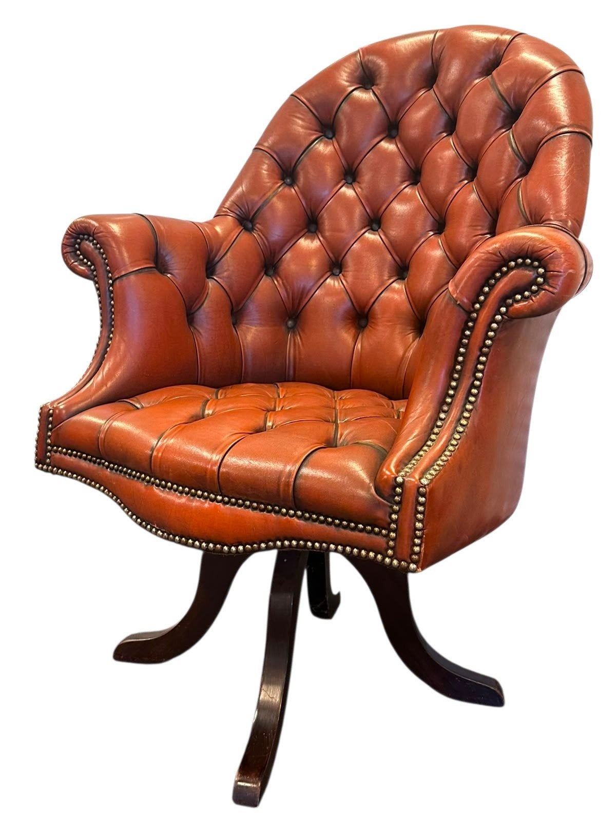 Chesterfield fauteuil draaipoot Chesterfield swivel chair, Ophalen, Zo goed als nieuw